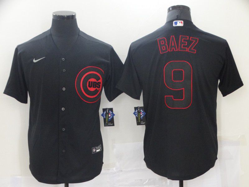 Men Chicago Cubs #9 Baez Black shadow Game Nike 2021 MLB Jersey